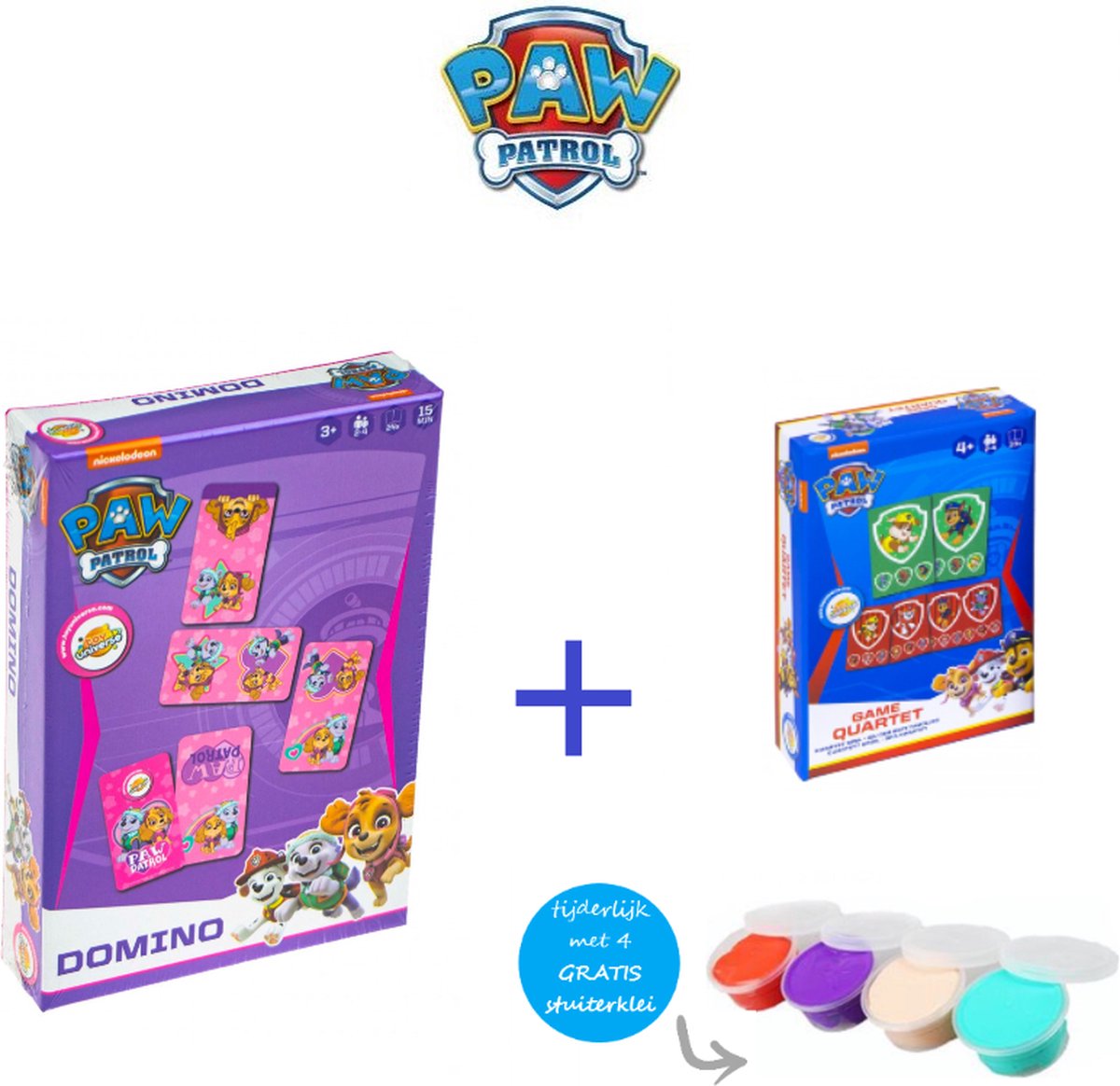 PAW Patrol Kwartet en PAW Patrol Domino | met 4 stuiterklei cadeau!